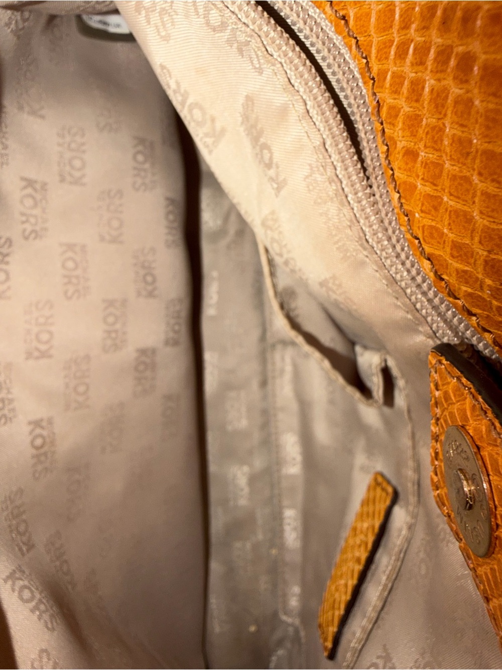 Michael Kors Yellow Faux-Snakeskin Satchel with Top Handles - Picture 7 of 7